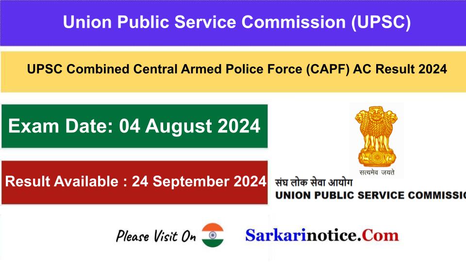 UPSC CPF AC 2024 Result