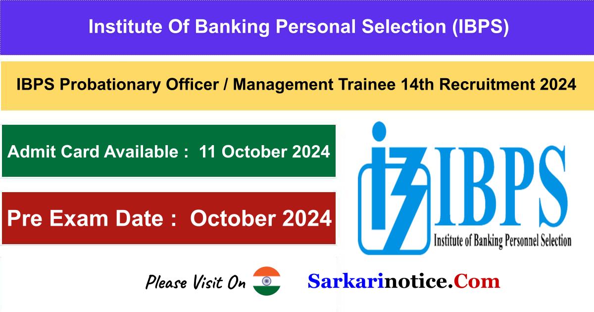 IBPS PO 14th Pre Admit Card 2024