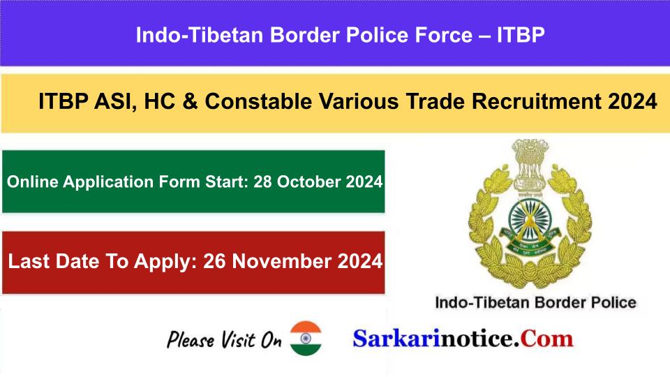 ITBP ASI HC & Constable Vacancy 2024