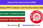 RRB NTPC Graduate Level Post Recruitment 2024 Date Extended