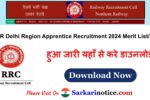 RRC NR Delhi Region Apprentice Recruitment 2024 Merit List