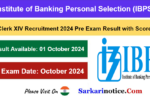 IBPS Clerk 14th Pre Exam Result 2024