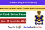 Indian Navy Civilian Chargemen, Fireman, Tradesman & Other Post Recruitment 2024