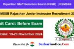 RSMSSB Rajasthan Junior Instructor Recruitment 2024