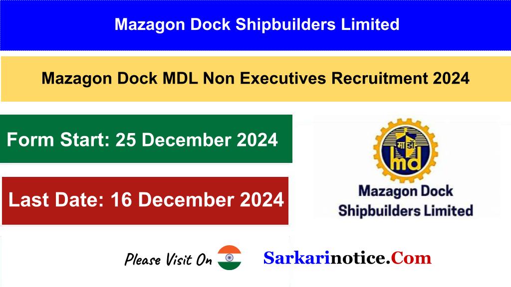 Mazagon Dock MDL Non Executives Recruitment 2024