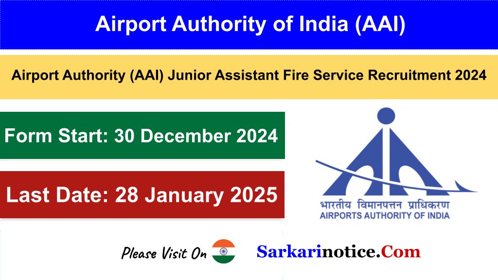 AAI Junior Assistant Fire Service Online Form 2025