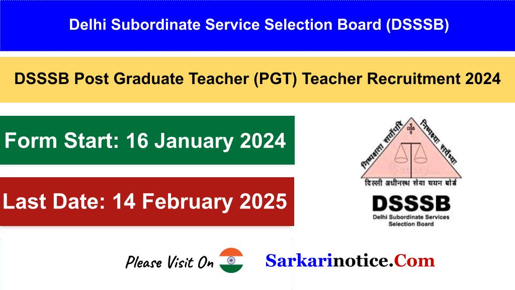 DSSSB PGT Teacher Online Form 2024