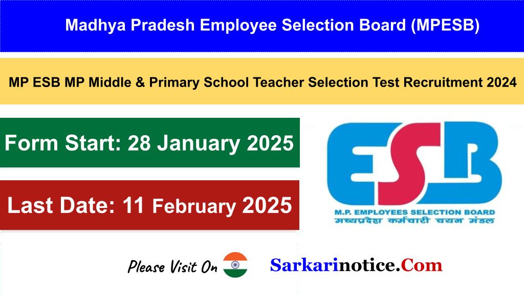 MP ESB MP Middle & Primary School Teacher Selection Test Recruitment 2024