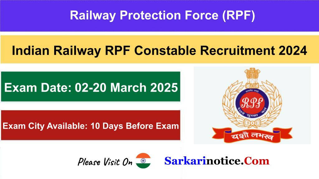 RPF Constable Exam Date 2025