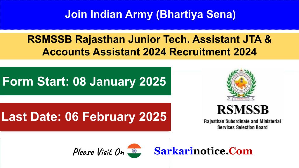 Rajasthan Jr. Tech. Assistant & Accounts Assistant Recruitment 2024