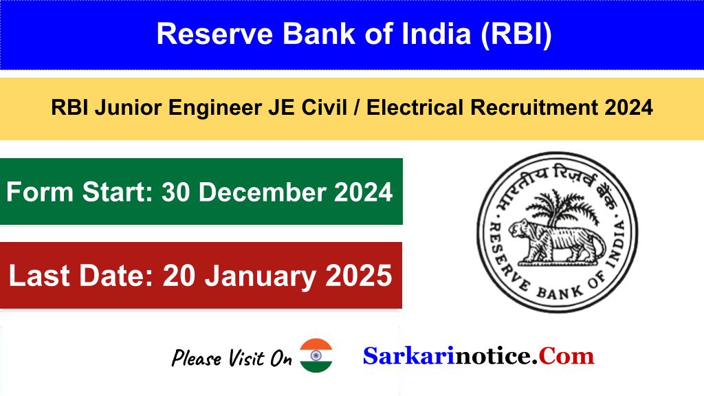 Reserve Bank JE Recruitment 2024