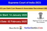 SCI Law Clerk Cum Research Associates Recruitment 2025