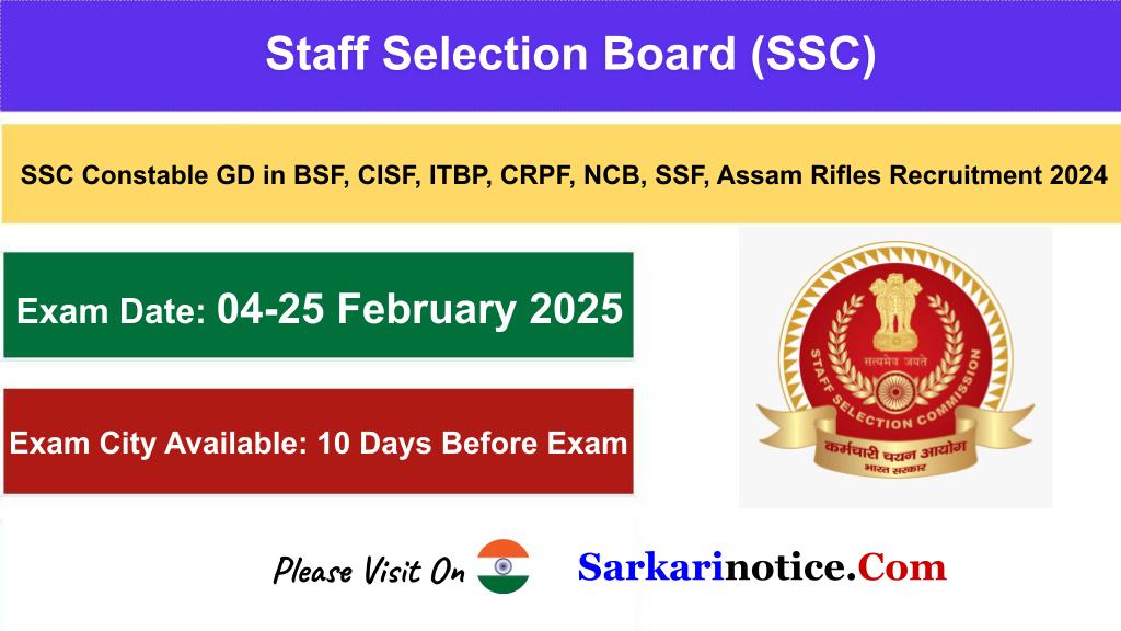 SSC GD 2025 Exam Date