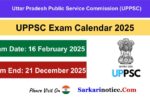 UPPSC 2025 Exam Calendar