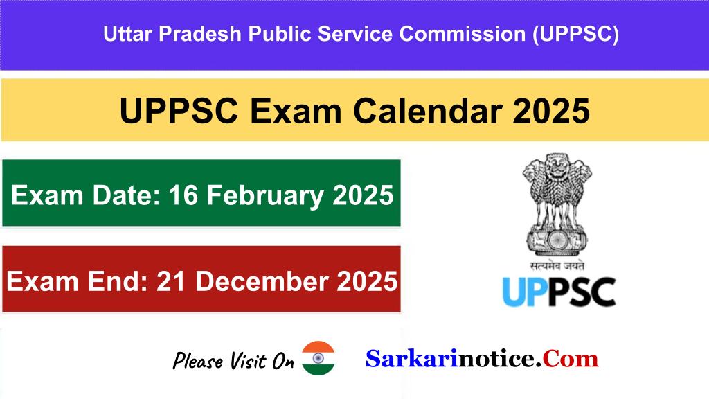 UPPSC 2025 Exam Calendar