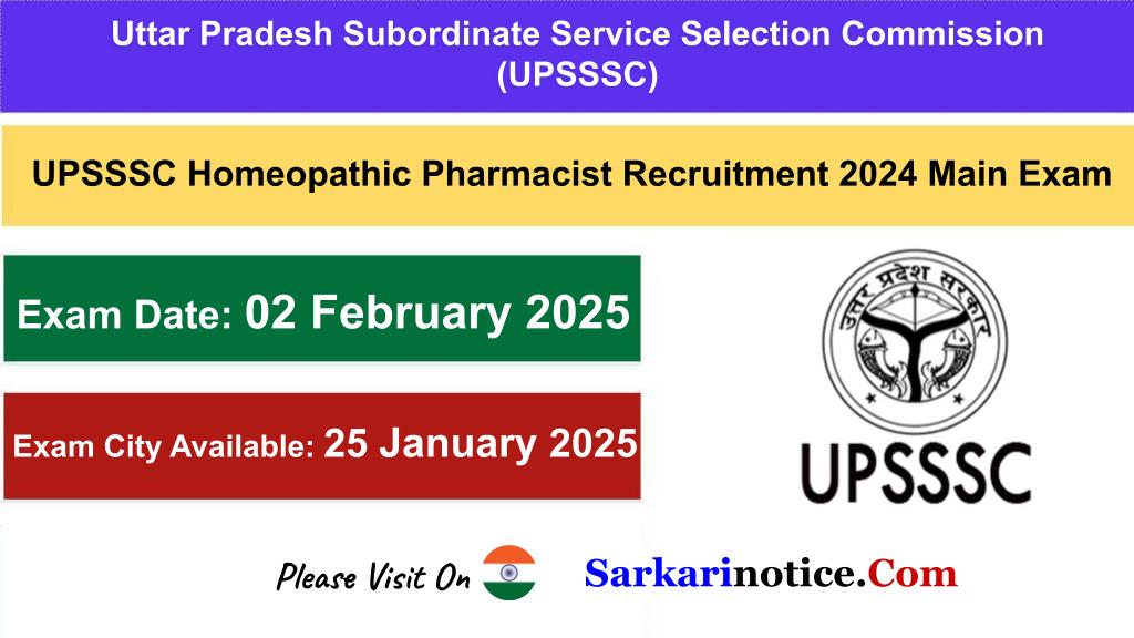 UPSSSC Homeopathic Pharmacist 2024 Main Exam