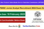 UPSSSC Junior Analyst Recruitment 2024 Exam Date