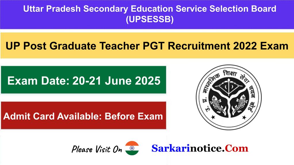 UP PGT Teacher 2022 Exam Date