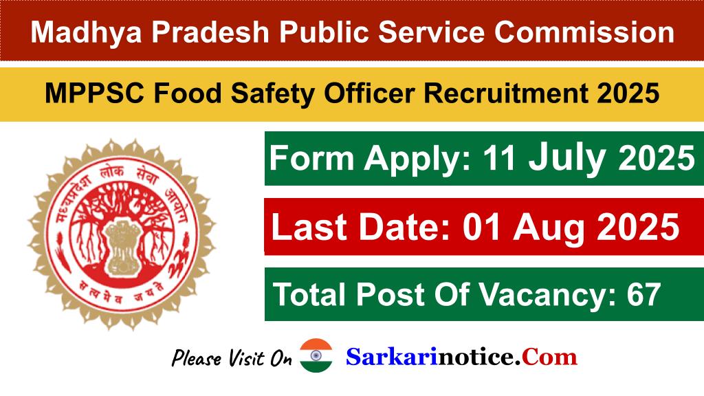 MPPSC Food Safety Officer Recruitment 2025