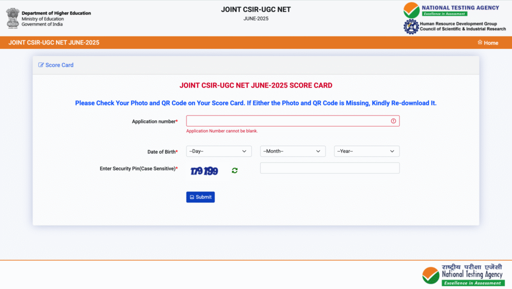 NTA CSIR UGC NET June Result 2025