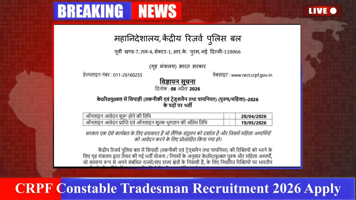 CRPF Constable Tradesman Recruitment 2026